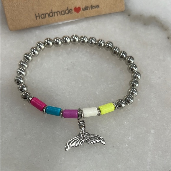 Silver Beaded Bracelet with Colorful Accents - Picture 3 of 3